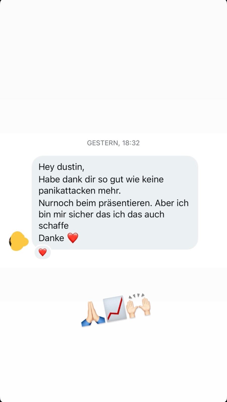 WhatsApp-Nachricht: Im Berufsalltag wieder präsentieren können.